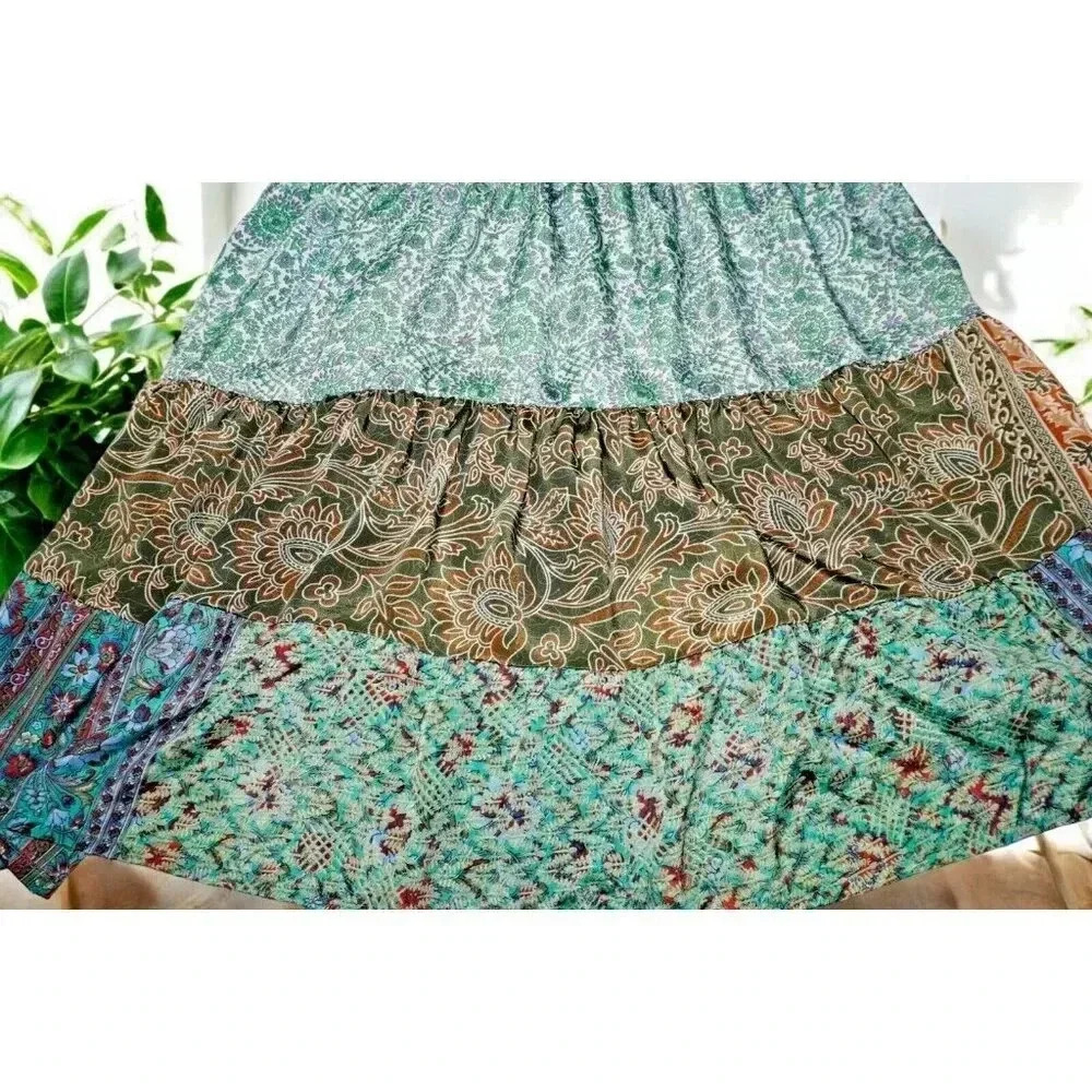 Paani Midi Boho Patchwork Halter Swing Dress Size… - image 8